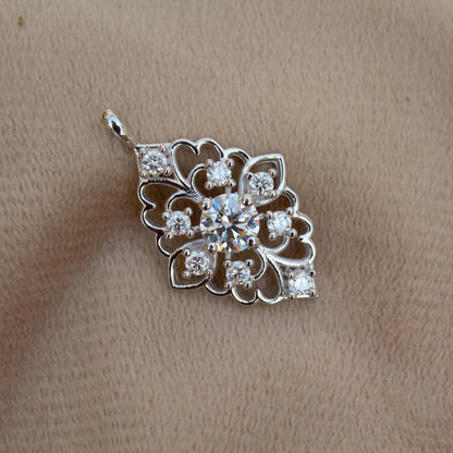 Moissanite 925 Sterling Silver Designer Pendant, Moissanite Jewelry For Her, Minimalist Charm Pendant, Tiny Pendant, Wedding Gift for Bride