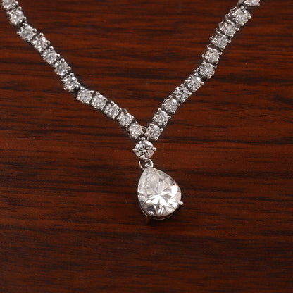 10k 14k 18k Solid Gold Moissanite Necklace, Moissanite Pear Drop Necklace, Victorian Moissanite Necklace, Perfect Wedding Gift for Bride