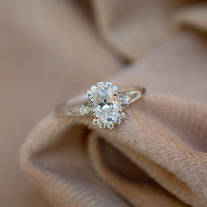 Cluster Moissanite Ring in 925 Sterling Silver, Statement Ring for Women, Solitaire Moissanite Silver Ring, Perfect Gift For Girlfriend