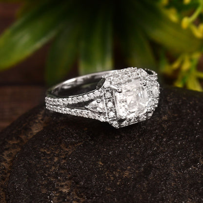 Lab Diamond Asscher Cut Ring, Designer Statement Ring, Solid Gold Ring, Brilliant Cut Diamond Ring, Perfect Engagement Gift for Bride