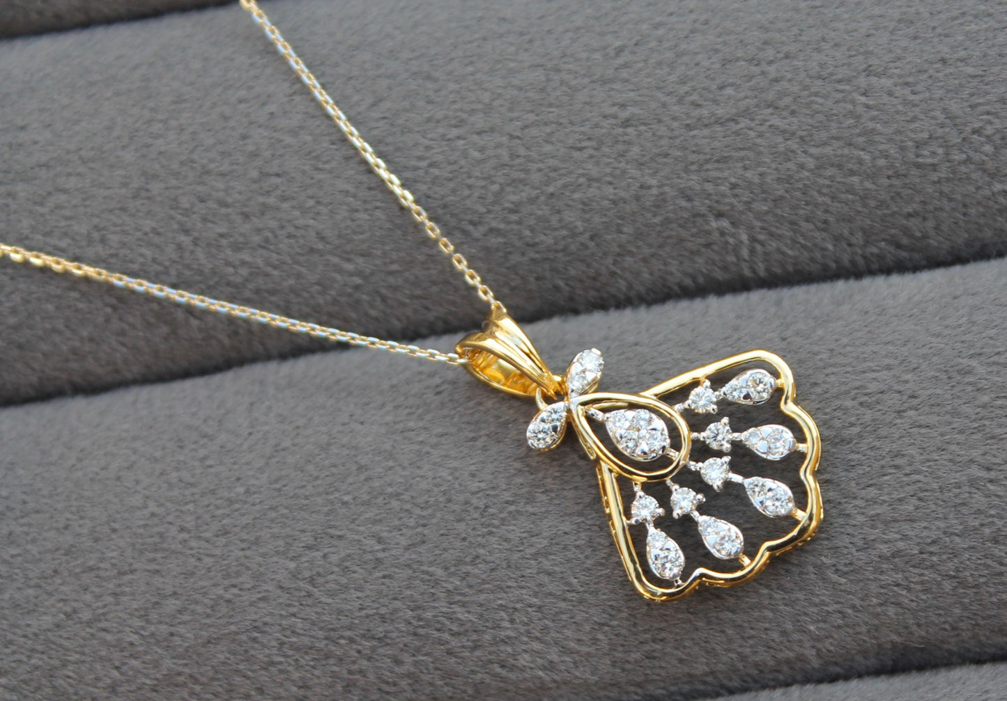 Natural Diamond IGI Certified Gold Jewelry Set, Designer Minimalist Necklace Earrings Set for Her, Dainty Diamond Gold Jewelry Gift For Her