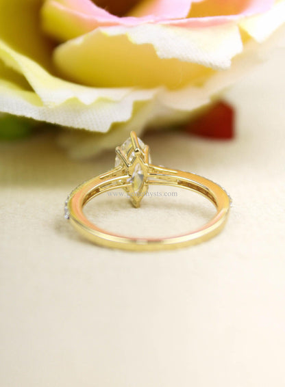 1 Carat Marquise Lab-Grown Diamond Ring, Custom Engagement/Wedding Ring, Statement Gold Ring, CVD/HPHT Diamond Ring, Gold Ring for Her
