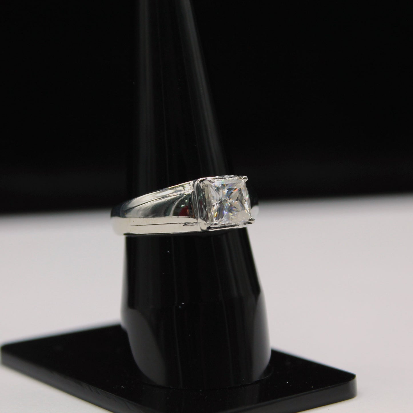 925Silver Ring For Men, Moissanite Men's Ring, Princess Cut Moissanite Ring, Prong Setting Ring, Engagement Groom Ring, Perfect Gift for Him