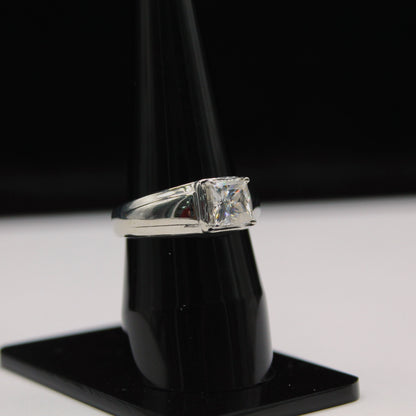 925Silver Ring For Men, Moissanite Men's Ring, Princess Cut Moissanite Ring, Prong Setting Ring, Engagement Groom Ring, Perfect Gift for Him