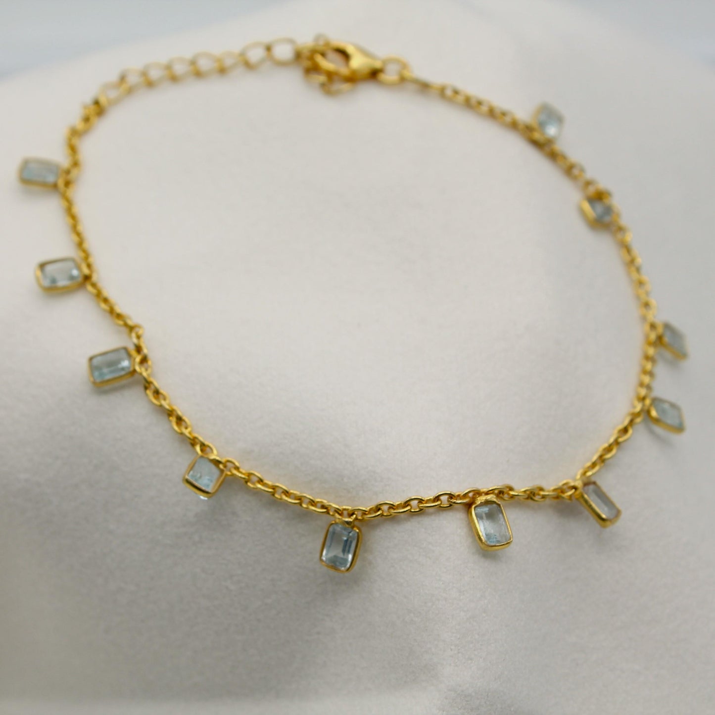 Natural Blue Topaz Necklace, Minimalist Necklace, 925 Sterling Silver Chain Necklace, Blue Gemstone Charm Necklace, Silver Necklace For Gift