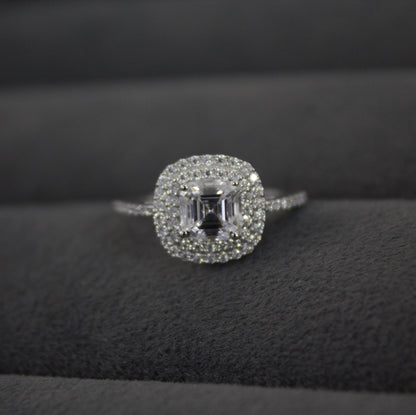 Asscher Cut Octagon Moissanite Ring, 925 Sterling Silver Ring for Men and Women, Handmade Designer Moissanite Silver Jewelry, Statement Ring