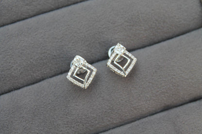 Diamond Gold Necklace with Earrings, 18K Gold Jewelry Set, Designer Gold Jewelry, Real Diamond Pendant with Chain and Stud Earrings Set