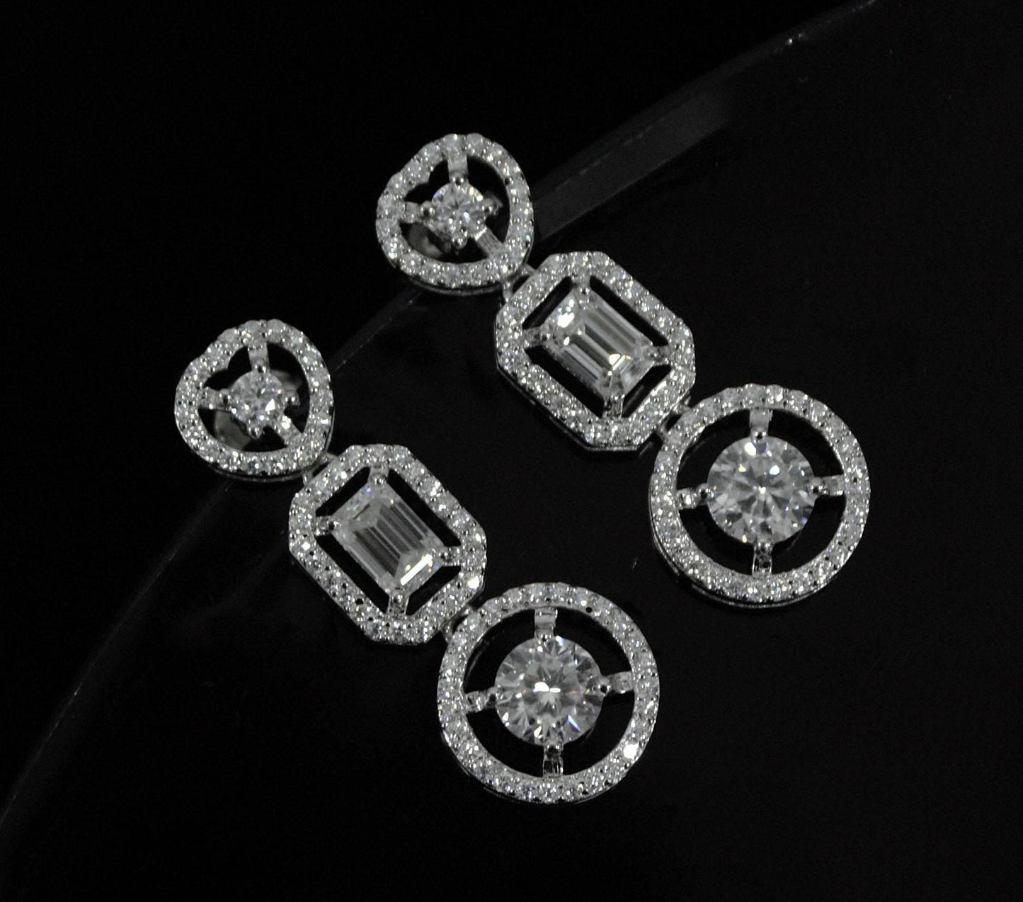 Moissanite Earrings For Women, 925 Sterling Silver Sparkling Stud Dangle Earrings, Statement Earrings, Retro Jewelry, Valentines Day Gift