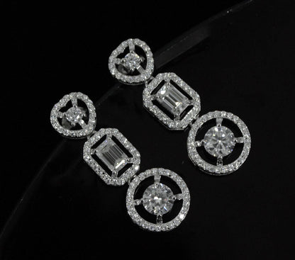 Moissanite Earrings For Women, 925 Sterling Silver Sparkling Stud Dangle Earrings, Statement Earrings, Retro Jewelry, Valentines Day Gift