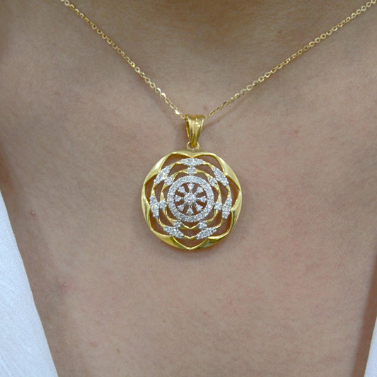 Natural Diamond Halo Cluster Pendant, 18k Solid Yellow Gold Pendant for Wife, IGI Certified Beautiful Diamond Pendant, Designer Elegant Gift