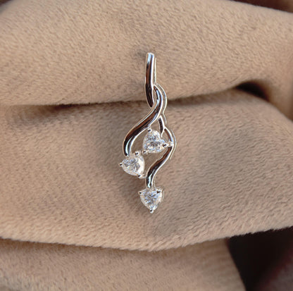 Solid 925 Sterling Silver Dainty Moissanite Pendant for Chain, Heart Cut Moissanite Jewelry, Three Stone Pendant, Engagement Gift for Bride