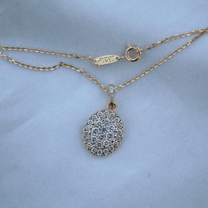 Statement Solid18k Yellow Gold Diamond Jewelry Set, Natural Diamonds Pendant Necklace with Hoop Dangle Earrings, Dainty Elegant Gold Jewelry