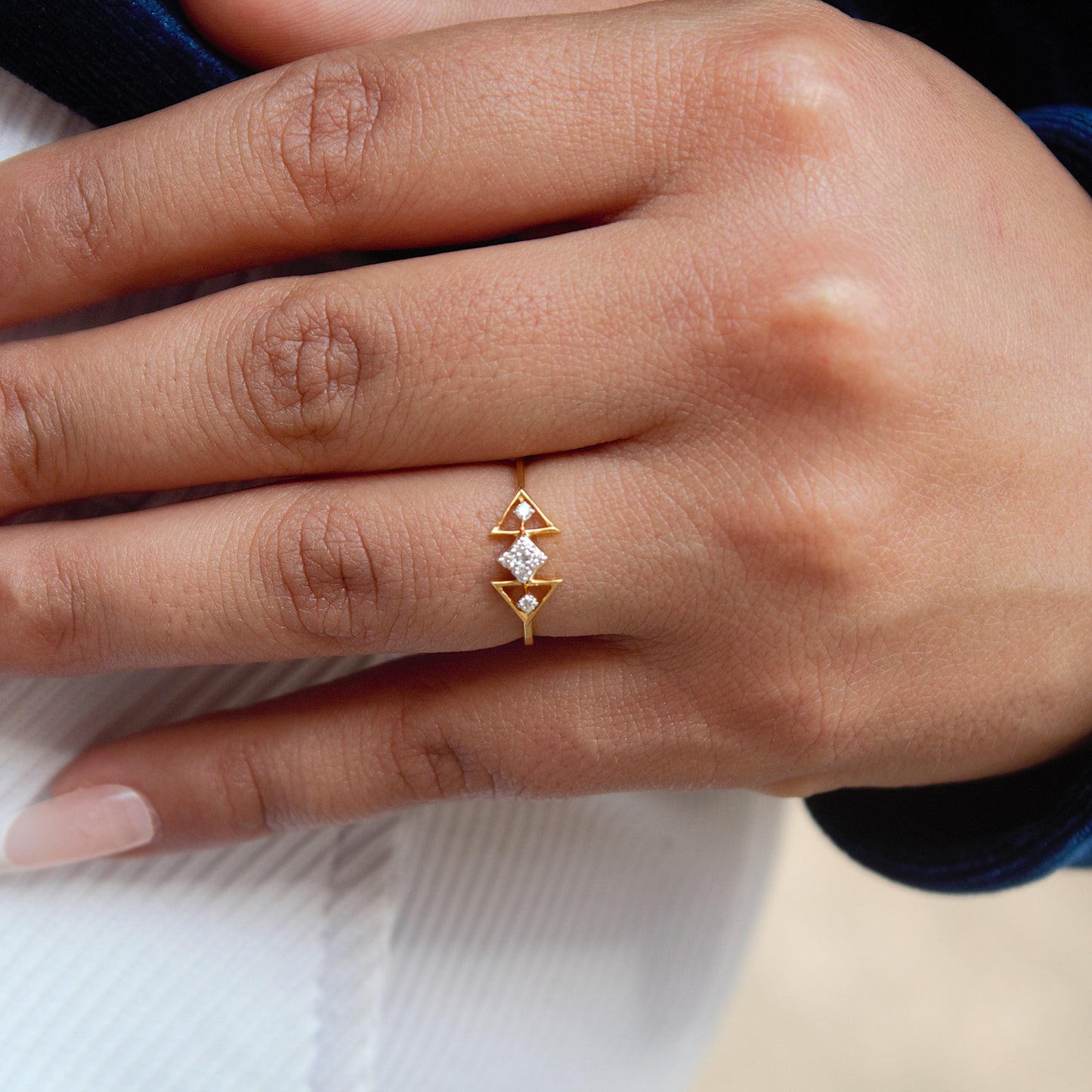 Natural Diamond Gold Jewelry, 4.5 US Dainty Gold Ring, 18K Real Gold Jewelry, IGI Certified Diamond Jewelry, Minimalist Gold Ring For Wife