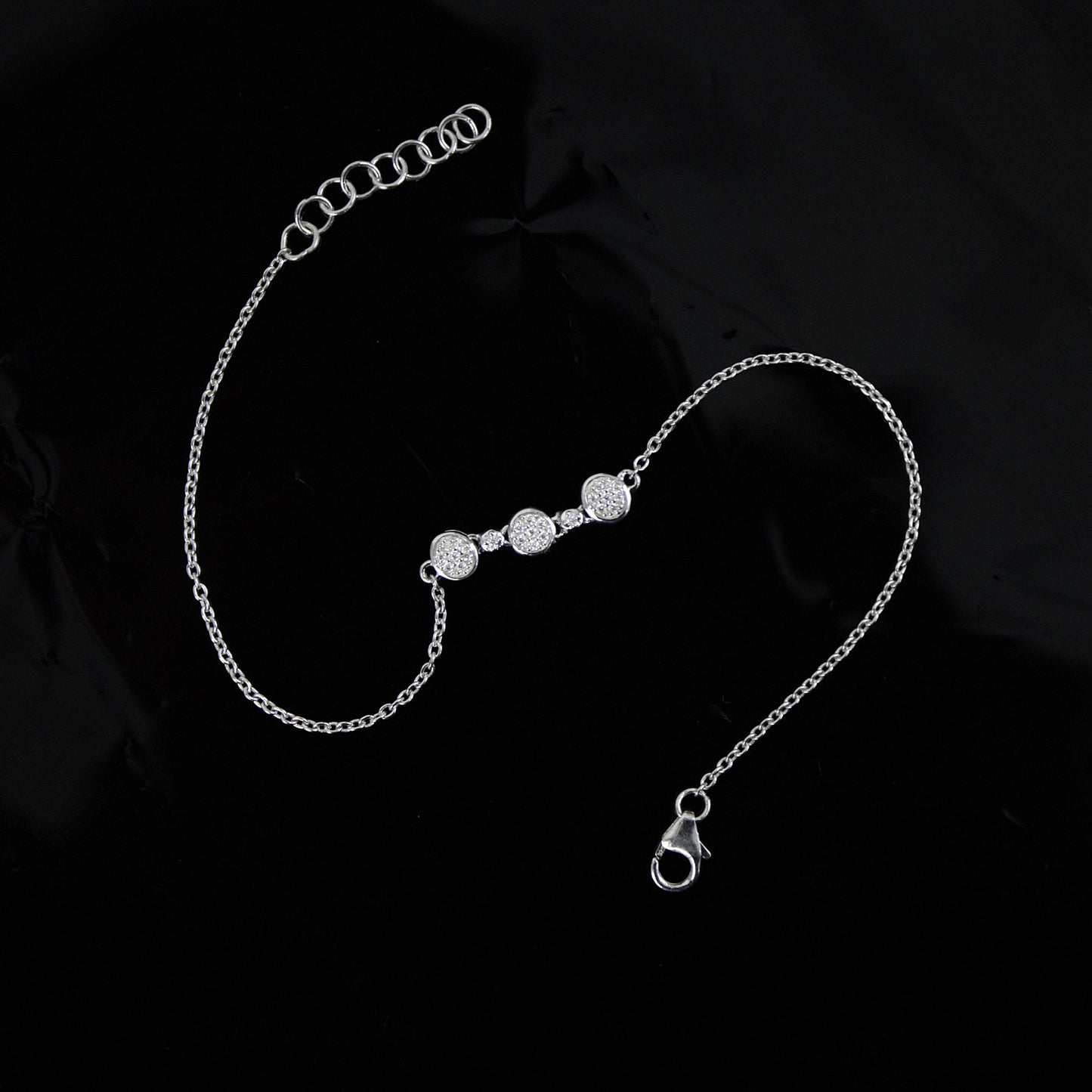 Moissanite Link Chain Bracelet in 925 Sterling Silver, Adjustable Bracelet For Girls, Silver Dainty Bracelet, Graduation Gift for Daughter