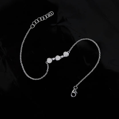 Moissanite Link Chain Bracelet in 925 Sterling Silver, Adjustable Bracelet For Girls, Silver Dainty Bracelet, Graduation Gift for Daughter