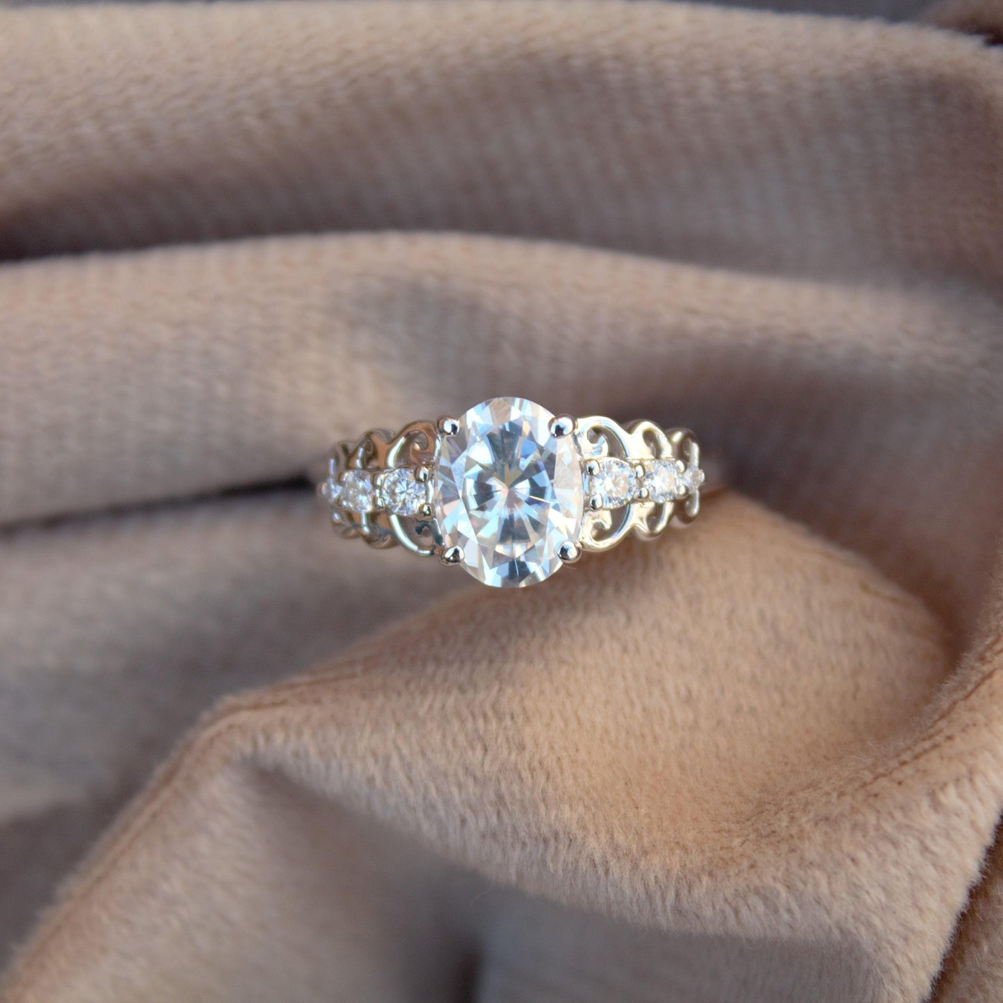 Solid 925 Sterling Silver Moissanite Ring, Oval Shape Stone Solitaire Ring, Handmade Vintage Jewelry, Designer Promise Ring, Perfect for Her