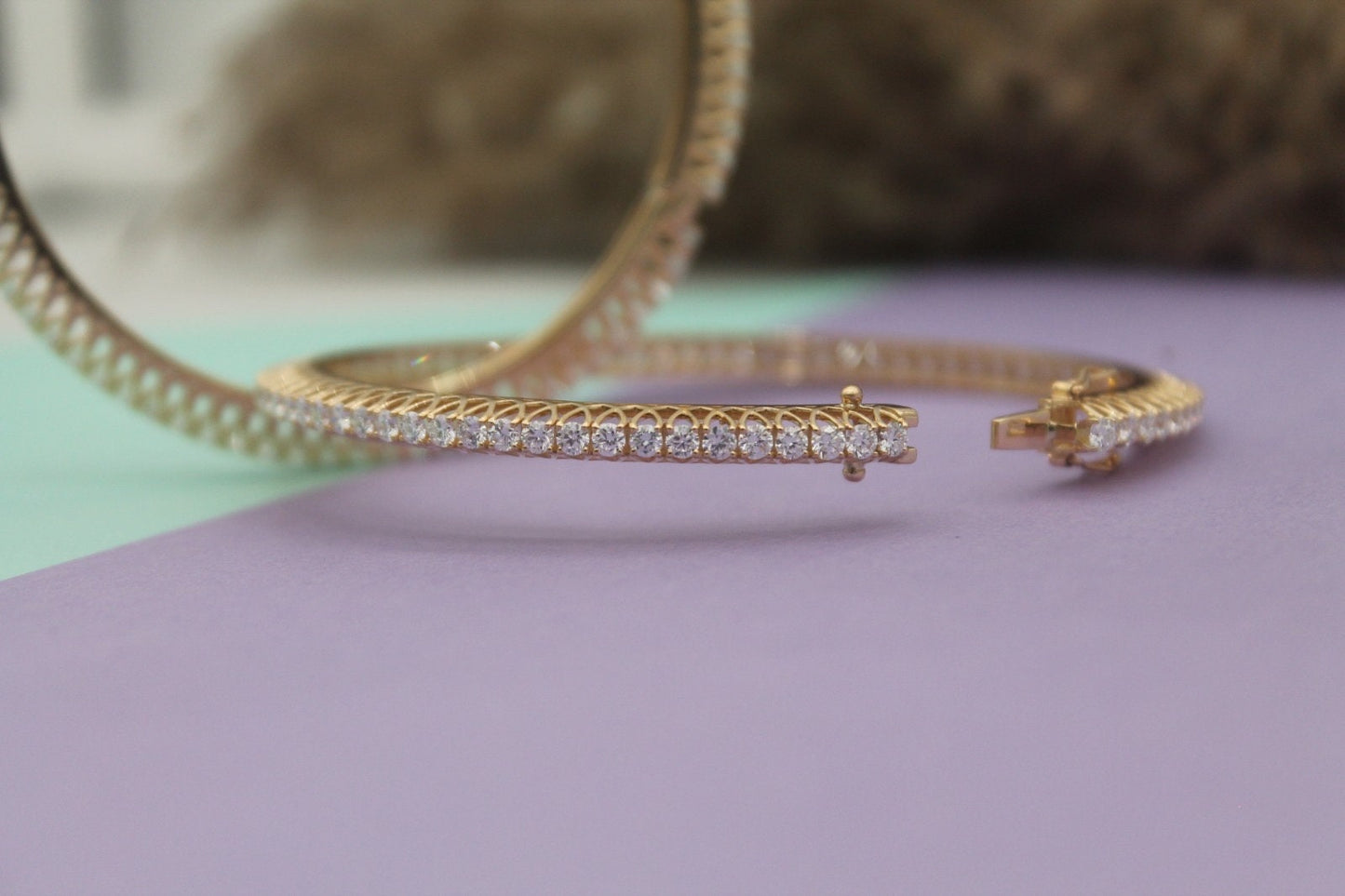 Openable Gold Bangles- Lab Grown Diamond Bracelet- 10K/ 14K/ 18K Gold Bangles- Daily Wear Diamond Bangle Set For Women- Gift For Wife