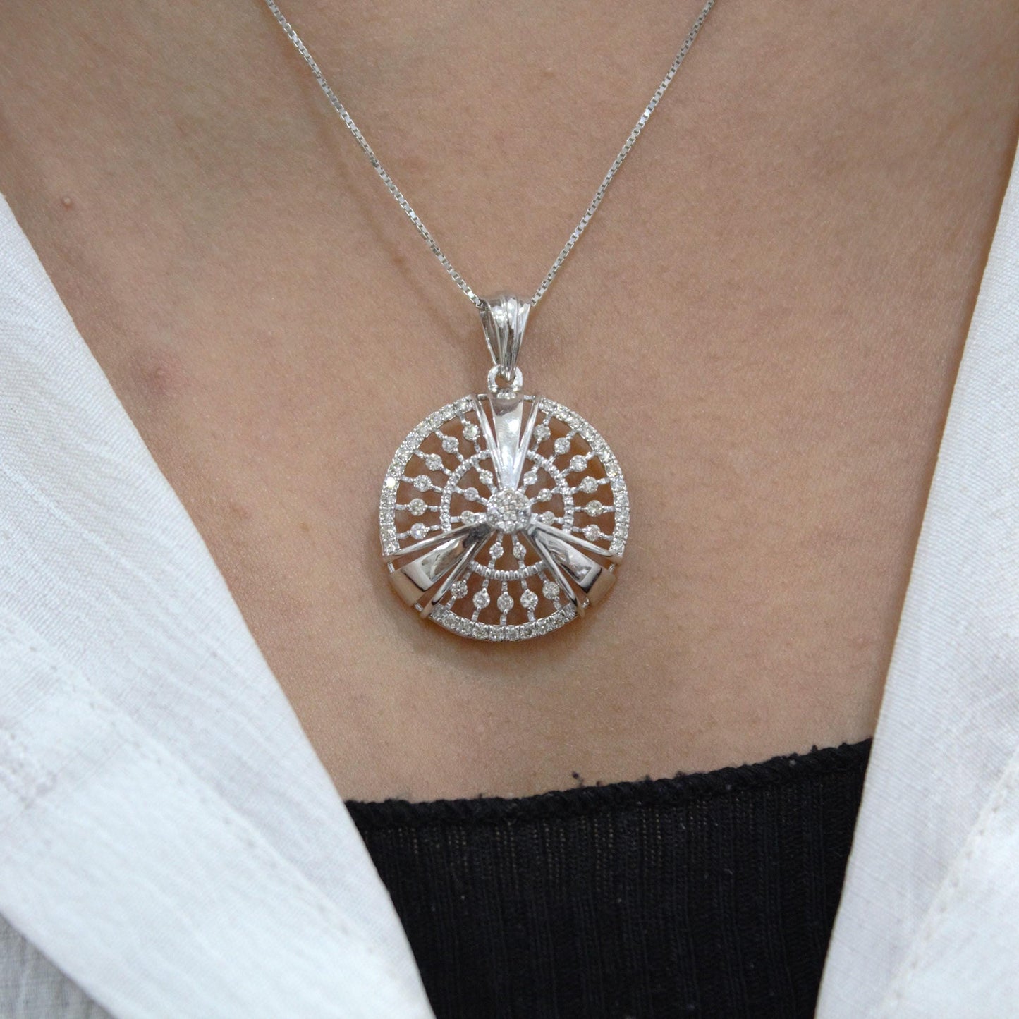 White Gold Cluster Pendant, Real Diamond 18K Gold Jewelry with IGI Certificate, Delicate Pendant With Chain Necklace for Birthday Gift