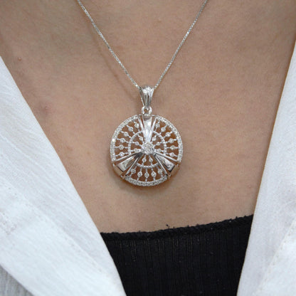 White Gold Cluster Pendant, Real Diamond 18K Gold Jewelry with IGI Certificate, Delicate Pendant With Chain Necklace for Birthday Gift