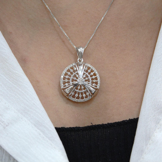 White Gold Cluster Pendant, Real Diamond 18K Gold Jewelry with IGI Certificate, Delicate Pendant With Chain Necklace for Birthday Gift