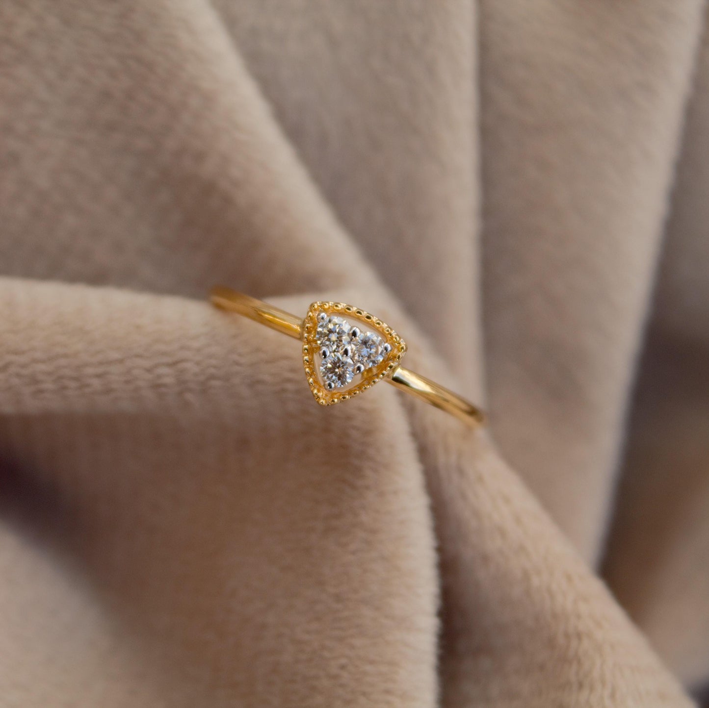 18K Solid Gold Jewelry, 0.11 Carat Natural Diamond Ring, IGi Certified Diamond Jewelry, Three Stone Diamond Ring, Promise Ring For Her