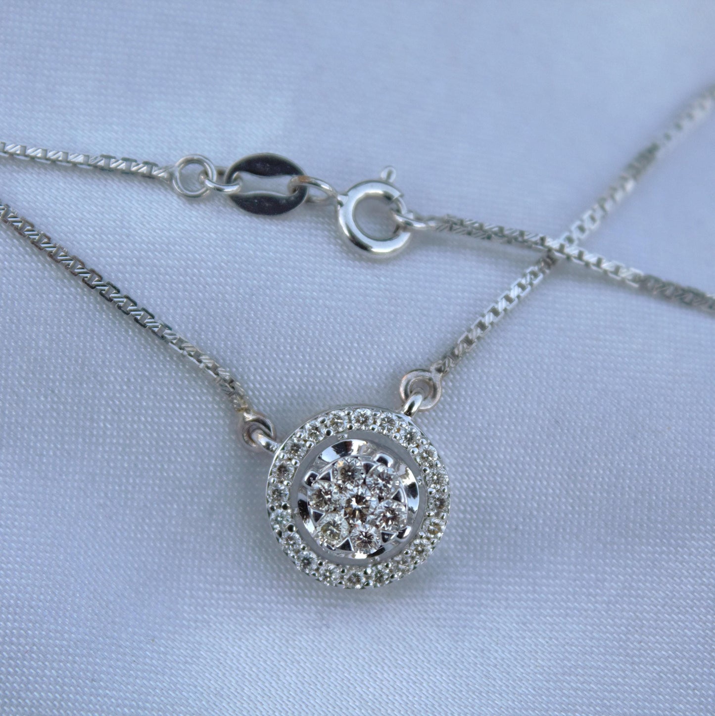 18K White Gold Solitaire Halo Jewelry Set, IGI Certified Diamond Jewelry, Gold Chain Pendant Necklace with Stud Earrings, Dainty Jewelry Set