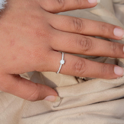 Minimalist Round Cut Moissanite Ring in 925 Sterling Silver, Solitaire Silver Ring, Stackable Promise Ring, Wedding Gift for Bridesmaids