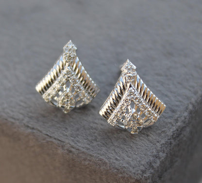 Beautiful Bridal Gold Jewelry Set, Real Diamond Dainty Necklace and Earring Set, Designer Statement 18K Gold Certified Jewelry for Women