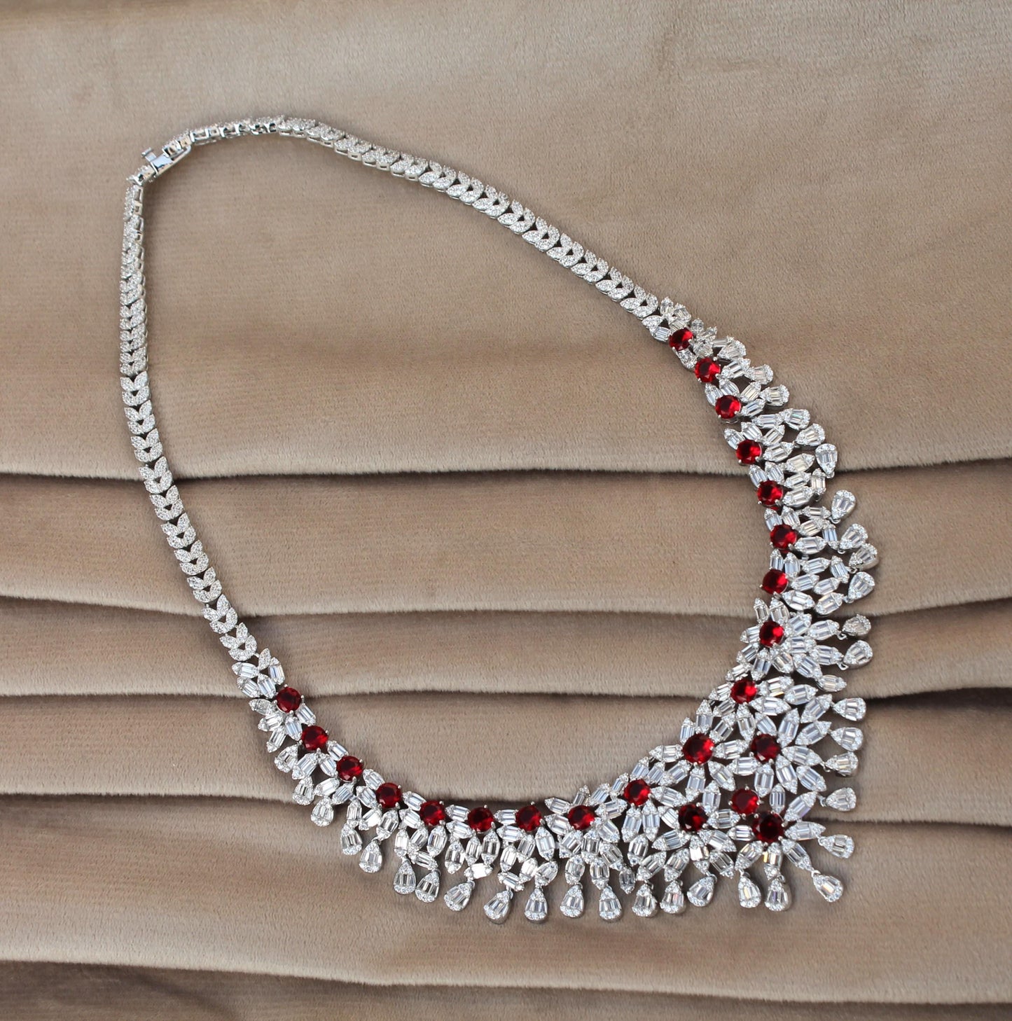 Amazing Silver Necklace Set, Statement Jewelry Set, Bridal Wedding Jewelry Premium Necklace- Earring-Ring-Bracelet Set