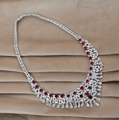 Amazing Silver Necklace Set, Statement Jewelry Set, Bridal Wedding Jewelry Premium Necklace- Earring-Ring-Bracelet Set