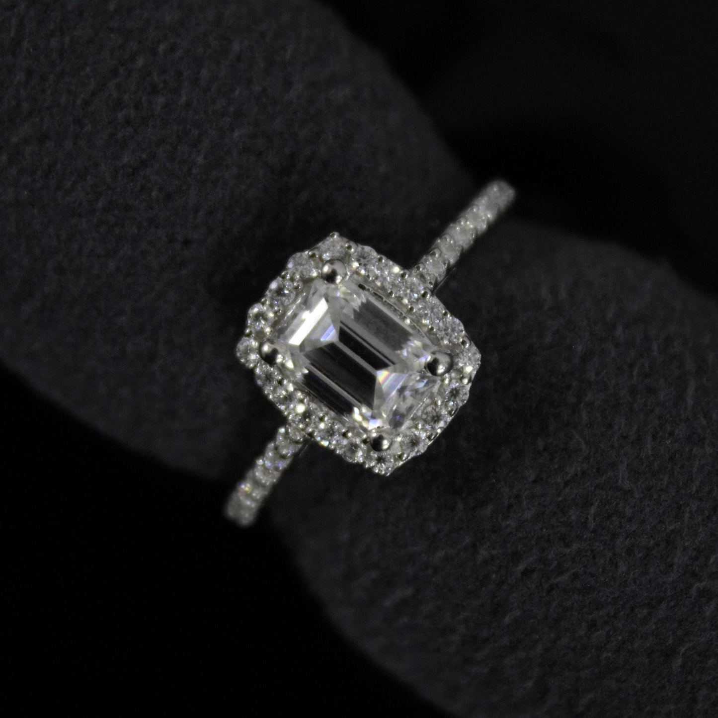 Emerald Cut and Round Cut Stone Wedding Ring, Silver Moissanite Ring, 925Sterling Silver Ring for Women, Statement Bridal Moissanite Jewelry