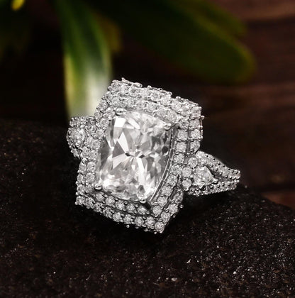 Lab Created Diamond Solitaire Ring by Gemethyst, Solid Gold HPHT Diamond Ring, Cushion Cut Ring, Gift for Her, IGI Certification Available