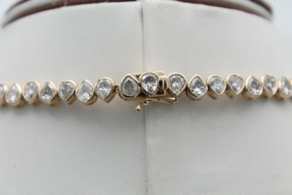 Genuine Moissanite Tennis Necklace, Elegant Designer Necklace, Infinity Solitaire Necklace, 18K Gold Necklace, Pear Moissanite Necklace