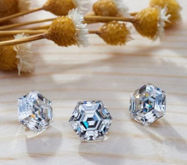 3 Carat Hexagon Cut Moissanite Stone, D Color VVS1 Moissanite Stone with GRA Certificate- All Sizes Available- Perfect for Customize Jewelry