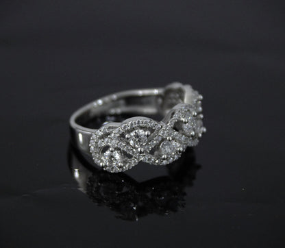 Moissanite Wedding/Engagement Band, 925 Sterling Silver Designer Ring for Bride, Statement Silver Jewelry, Moissanite Jewelry for Her US 8