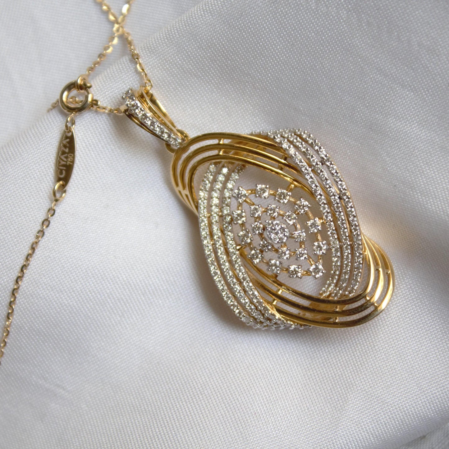 IGI Certified Natural Diamond Yellow Gold Jewelry Set, Pendant Necklace with Stud Earrings, Designer Gold Wedding Jewelry for Bridesmaids