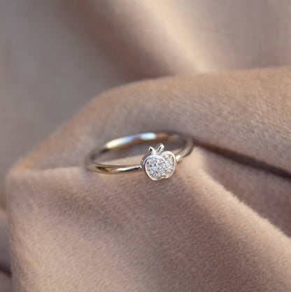 Dainty Apple Stacking Ring, Silver Minimalist Ring, Delicate Ring for Her, Apple Shape Ring, Wholesale Silver Jewelry, Gift for Daughter