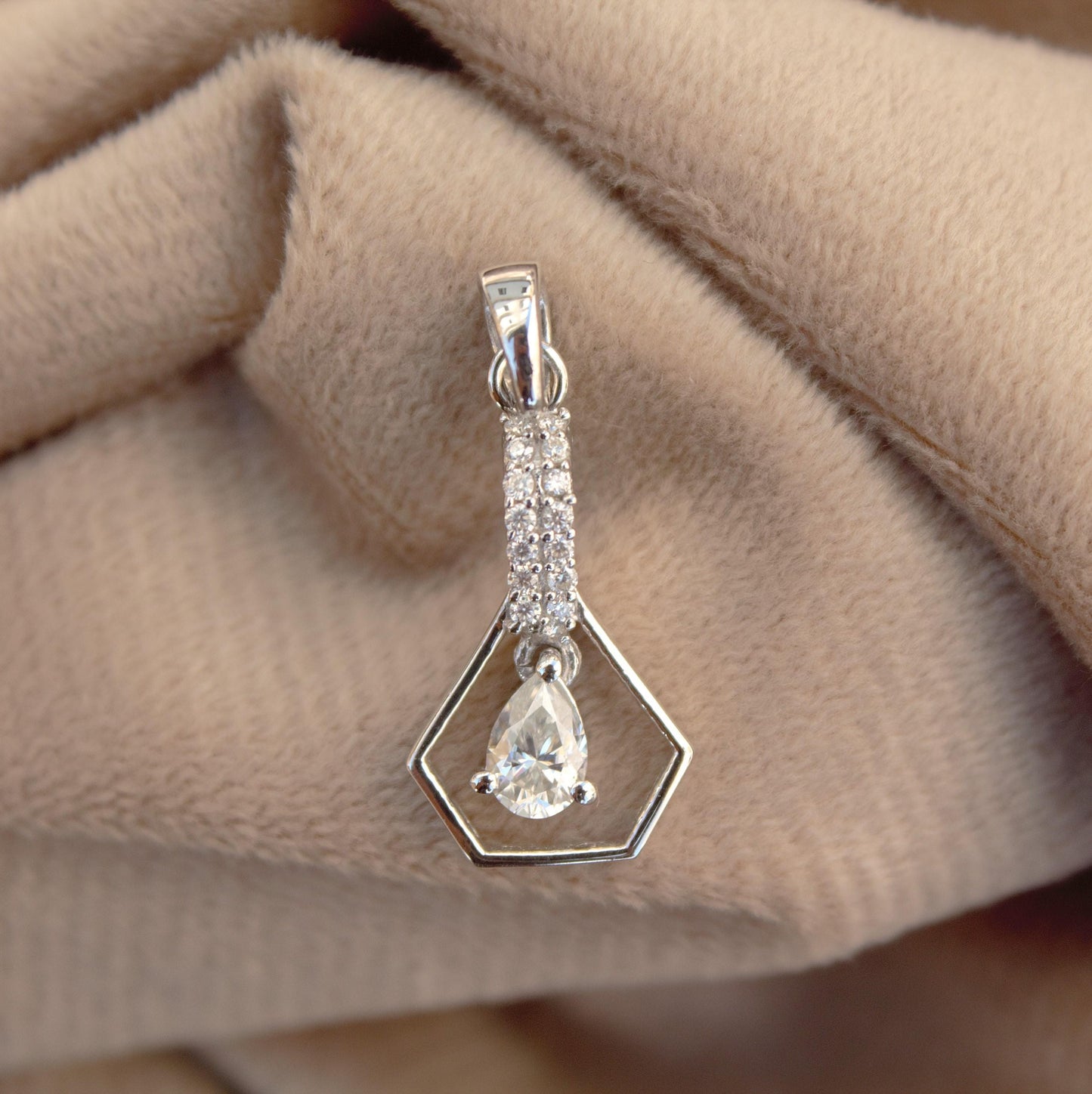 Pear Drop Moissanite Cut Stone Pendant, 925 Sterling Silver Unique Jewelry, New Arrival Pendant, Statement Dainty Pendant, Ready to Ship