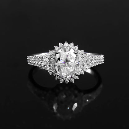 Lab Grown Diamond Ring, Solitaire Ring, Oval Cut Ring for Her, Designer Wedding Ring, Half Eternity Engagement Ring, Designer Gold Jewelry