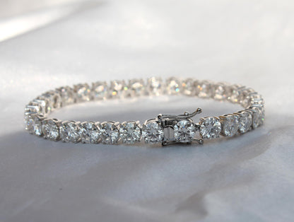 White Gold Moissanite Tennis Bracelet 10K solid gold, VVS Moissanite Infinity Bracelet, Sparkling Moissanite, Round Wedding Bracelet
