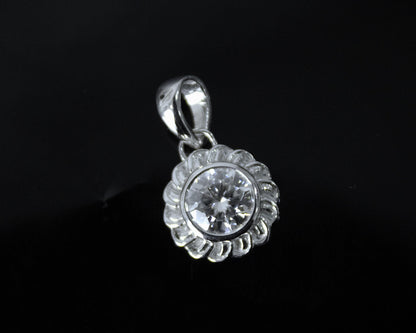 Round Cut Moissanite Stone Pendant, 925 Sterling Silver White Stone Pendant, Silver Moissanite Jewelry, Dainty Silver Charm Pendant for Her