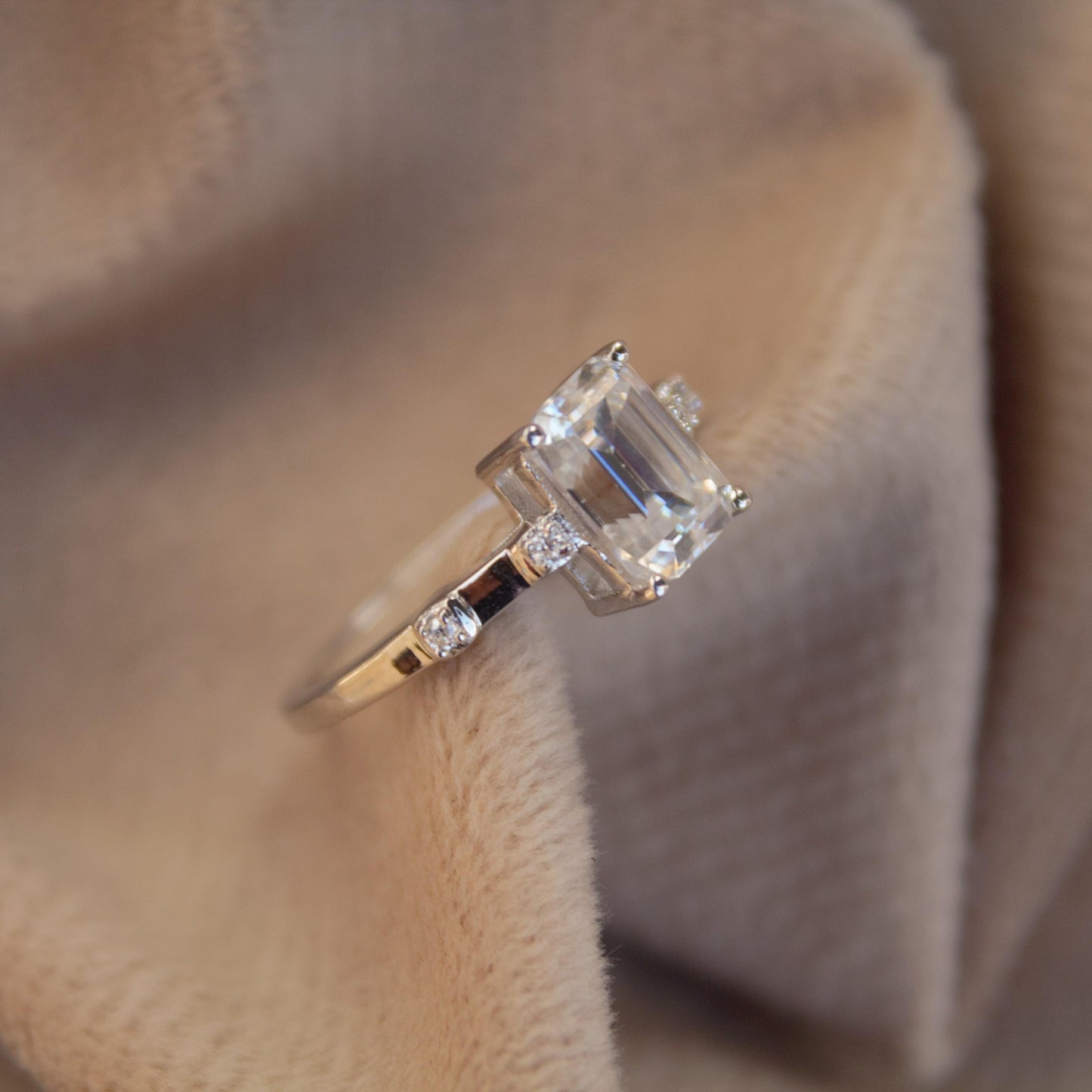 Emerald Cut Moissanite Men's Ring,925 Sterling Silver Handmade Ring, White Moissanite Ring, Statement Prong Set Ring, Perfect Gift for Groom