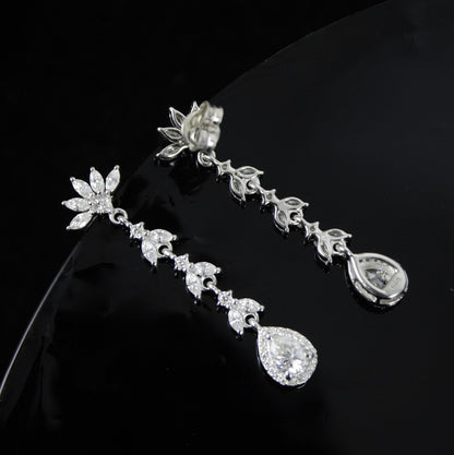 Minimalist Long Moissanite Drop Earring, Chandelier Silver Earrings, Perfect Bridesmaid Gift For Her, Moissanite Sterling Silver Earrings