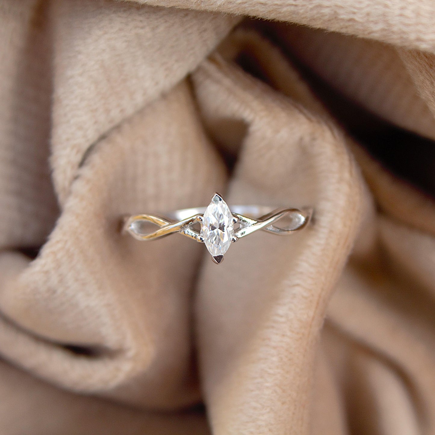 Marquise Cut Stone Moissanite Silver Ring, 925 Sterling Silver Ring, Minimalist Ring, Dainty Silver Ring, White Stone Ring, Gift for Her