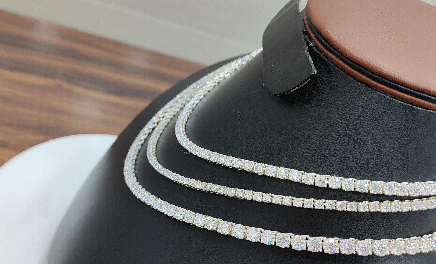 Solid Gold Moissanite Tennis Necklace, Elegant Necklace, Iced Out Necklace, Infinity Chain, Gold Tennis Chain, 3 MM Moissanite Necklace