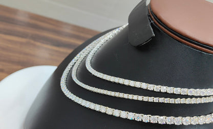 Solid Gold Moissanite Tennis Necklace, Elegant Necklace, Iced Out Necklace, Infinity Chain, Gold Tennis Chain, 3 MM Moissanite Necklace