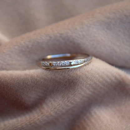 Cubic Zirconia Thin Band, 925 Sterling Silver Stacking Thumb Ring, Promise Ring Band, Star Design Ring, Round Cut Stones Ring Band for Her