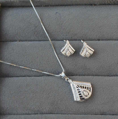 Beautiful Bridal Gold Jewelry Set, Real Diamond Dainty Necklace and Earring Set, Designer Statement 18K Gold Certified Jewelry for Women