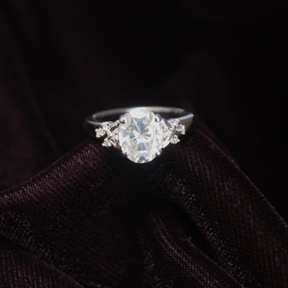 Sterling Silver Moissanite Ring, Statement Oval Cut Ring, Luxurious White Moissanite Jewelry, Cocktail Party Wear Ring, Graduation Gift