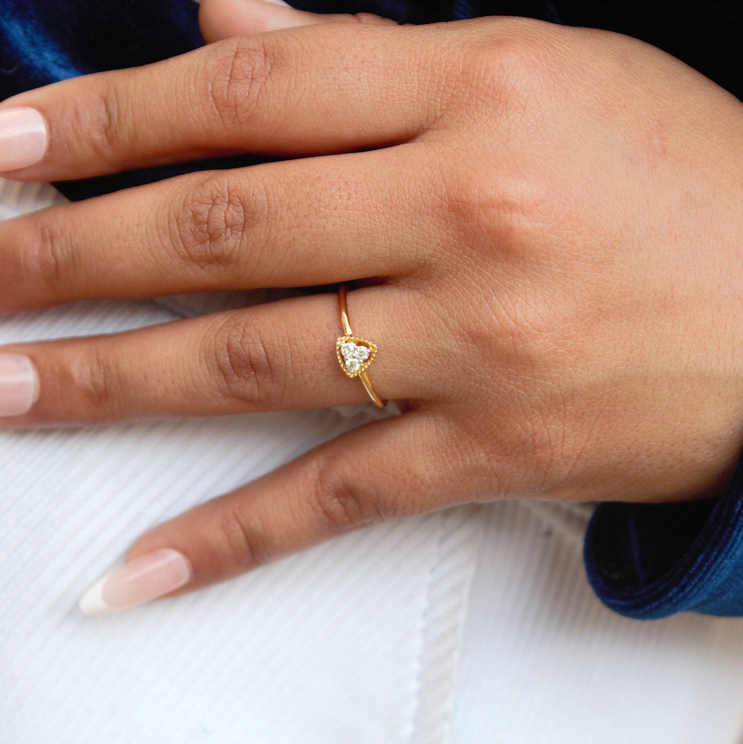 18K Solid Gold Jewelry, 0.11 Carat Natural Diamond Ring, IGi Certified Diamond Jewelry, Three Stone Diamond Ring, Promise Ring For Her